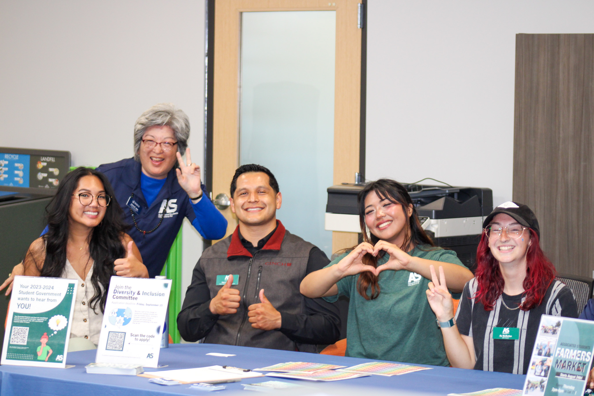 Associated Students members and advisors posing during the Fall Open House event